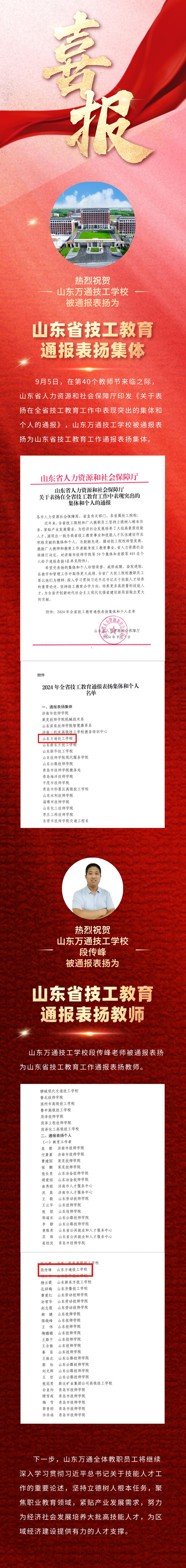 ​喜报！山东万通技工学校获全省技工教育工作通报表扬！